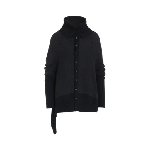 Reverse Stitches Side Drape Cardigan