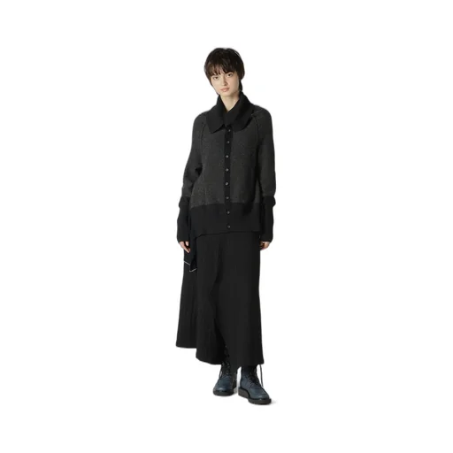 Reverse Stitches Side Drape Cardigan