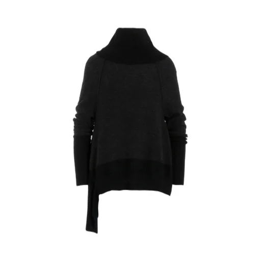 Reverse Stitches Off Neck Side Drape Knit