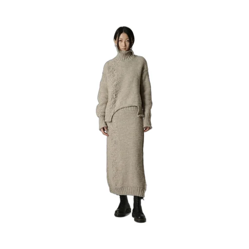 3G Tuck Robe Pattern Back Slit Skirt