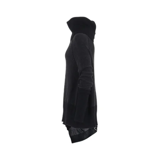 Reverse Stitches Off Neck Side Drape Knit