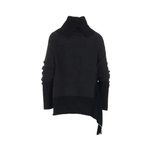 Reverse Stitches Off Neck Side Drape Knit