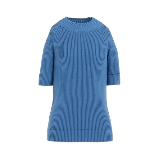 Rib Stitch Twisted Half Sleeve Rib Pullover