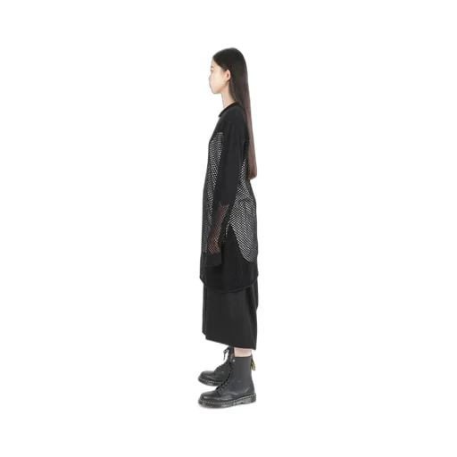 Plain Stitch X Lace Long Knit