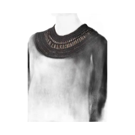 Jersey+Broad Stitch Crochet Long Sleeve Pullover