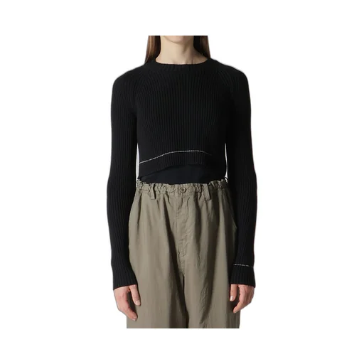 Rib Stitch Twisted Long Sleeve Rib Cropped Pullover