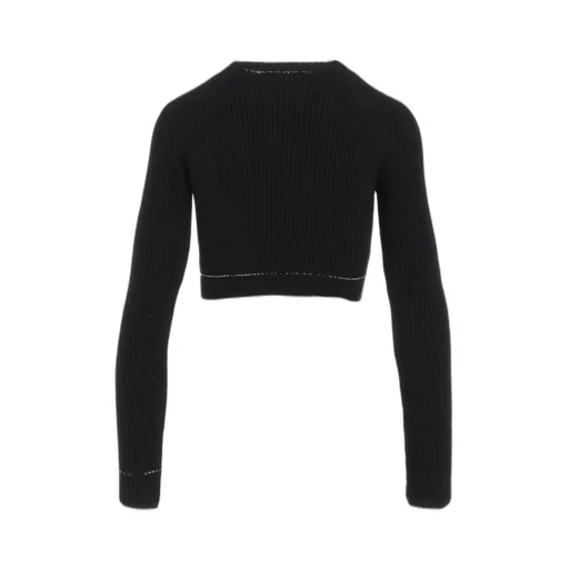 Rib Stitch Twisted Long Sleeve Rib Cropped Pullover