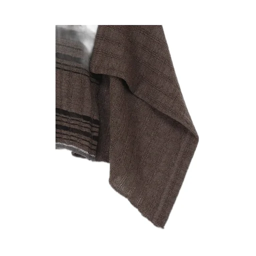 Drop Needle Rib Stripe Asymmetric Hem Pullover