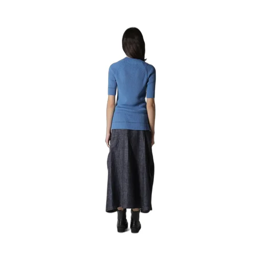 Rib Stitch Twisted Half Sleeve Rib Pullover