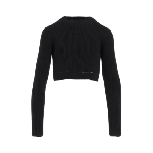 Rib Stitch Twisted Long Sleeve Rib Cropped Pullover