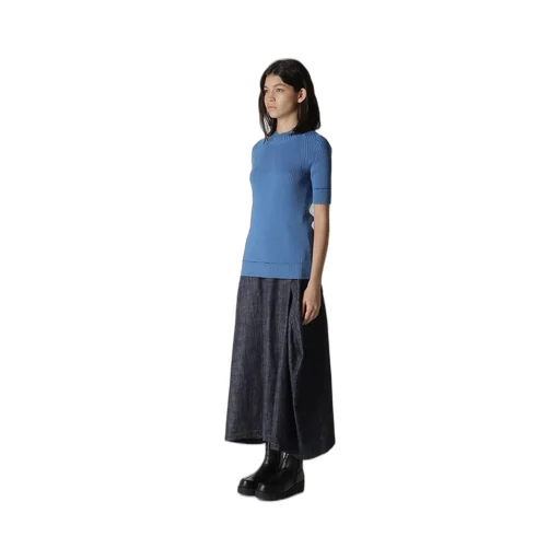 Rib Stitch Twisted Half Sleeve Rib Pullover