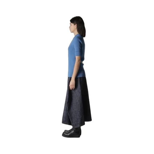 Rib Stitch Twisted Half Sleeve Rib Pullover