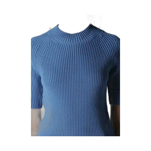 Rib Stitch Twisted Half Sleeve Rib Pullover