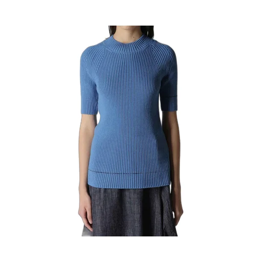 Rib Stitch Twisted Half Sleeve Rib Pullover