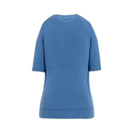 Rib Stitch Twisted Half Sleeve Rib Pullover