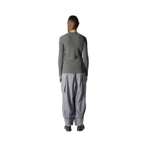 Rib Stitch Twisted Long Sleeve Rib Pullover