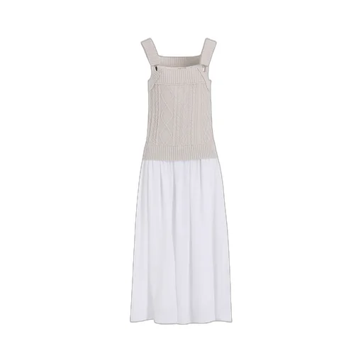 Cable Knit/Jersey Suspender Dress