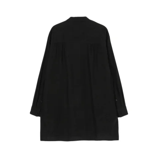Cellulose Lawn Knot Buttons Open Collar Shirt