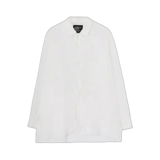 Cellulose Lawn Open Collar Ribbon Shirt