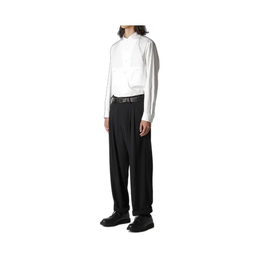Wool Gabardine Hem Tab Pants