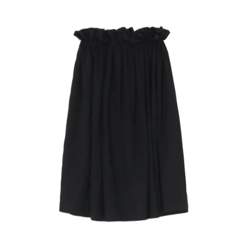 Black Cellulose Poplin Gathered Skirt