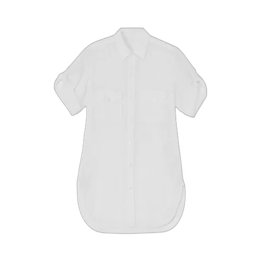 White Cellulose Poplin Safari Shirt