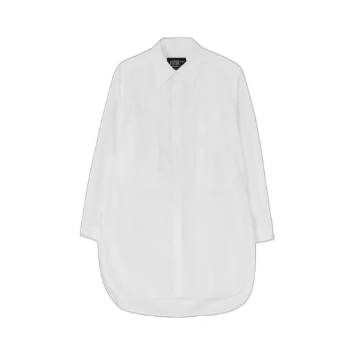 Cotton Broadcloth Rounded Hem Double Chest Pocket Shirt