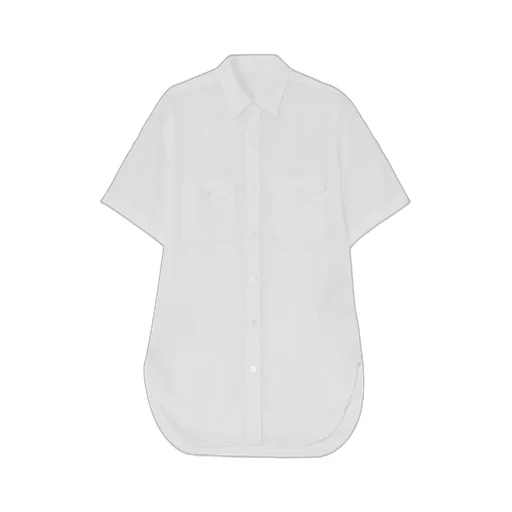 White Cellulose Poplin Safari Shirt