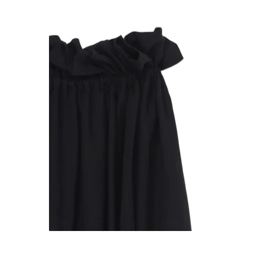 Black Cellulose Poplin Gathered Skirt