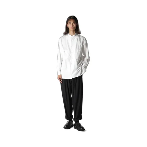 Wool Gabardine Hem Tab Pants