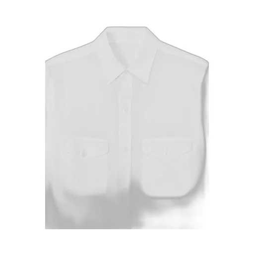 White Cellulose Poplin Safari Shirt