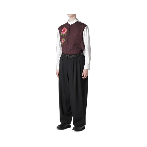 Wool Gabardine 12-Tucks Pants
