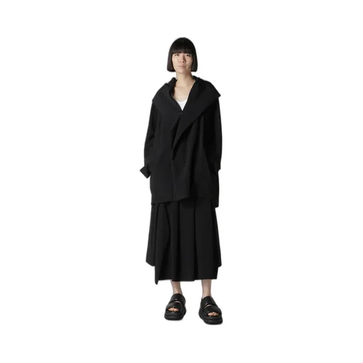 Ta/Pe Crepe De Chine Hooded Cape Coat