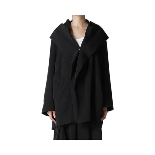 Ta/Pe Crepe De Chine Hooded Cape Coat