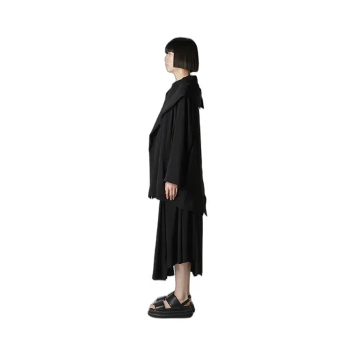 Ta/Pe Crepe De Chine Hooded Cape Coat