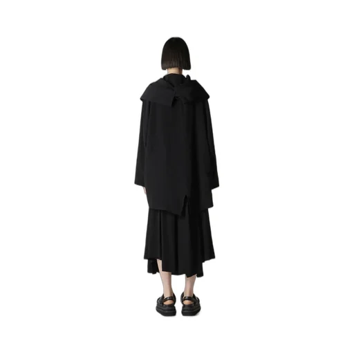Ta/Pe Crepe De Chine Hooded Cape Coat