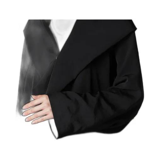 Ta/Pe Crepe De Chine Hooded Cape Coat