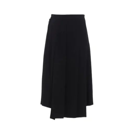 Ta/Pe Crepe De Chine Unbalanced Tuck Skirt