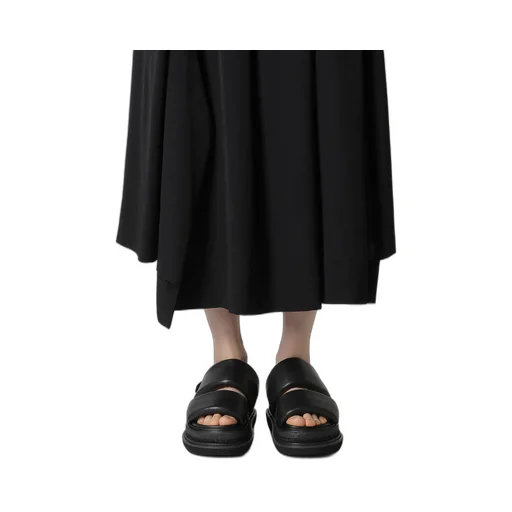 Ta/Pe Crepe De Chine Unbalanced Tuck Skirt