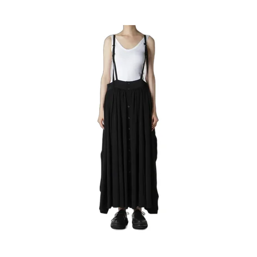 Ta/Pe Crepe De Chine Front Button Suspender Skirt
