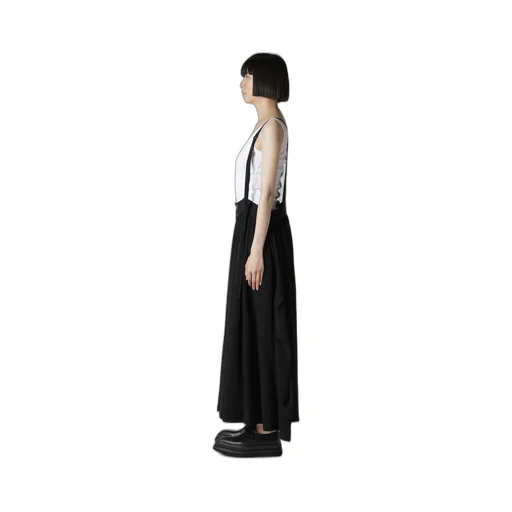 Ta/Pe Crepe De Chine Front Button Suspender Skirt