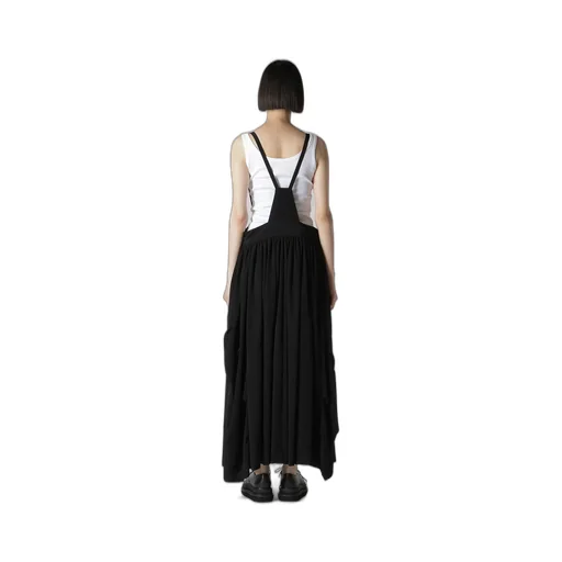 Ta/Pe Crepe De Chine Front Button Suspender Skirt