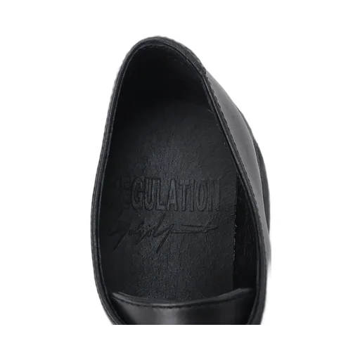 Smooth Leather Blk Flatform Plain Toe Shoes