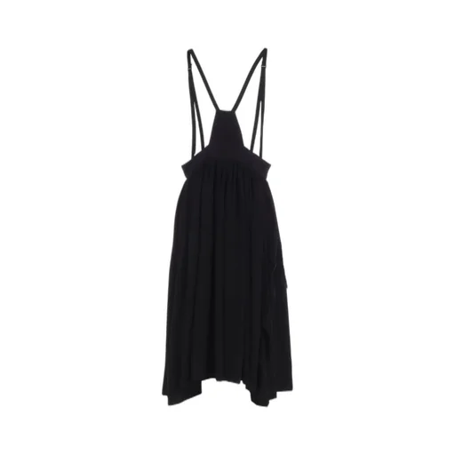 Ta/Pe Crepe De Chine Front Button Suspender Skirt