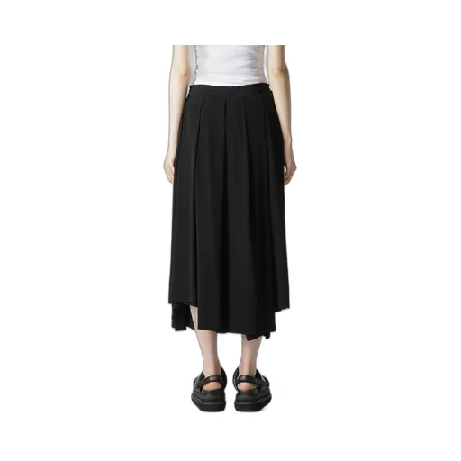 Ta/Pe Crepe De Chine Unbalanced Tuck Skirt