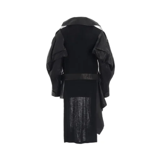 Horse Leather Tucked Slv Belted Jacket