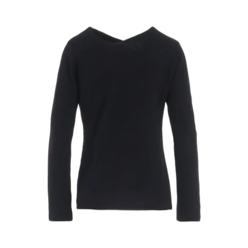 Airy Spun Light Milled Angular Neck Long T-Shirt