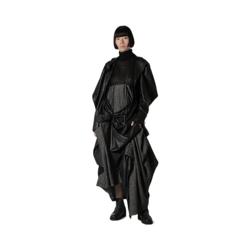 Horse Leather Tucked Slv Belted Jacket