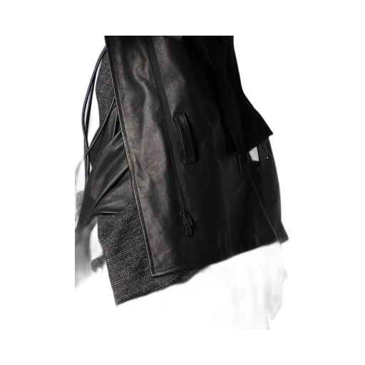 Horse Leather Tucked Slv Belted Jacket