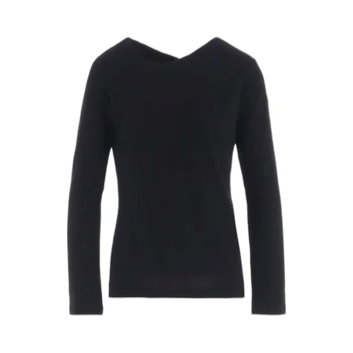 Airy Spun Light Milled Angular Neck Long T-Shirt